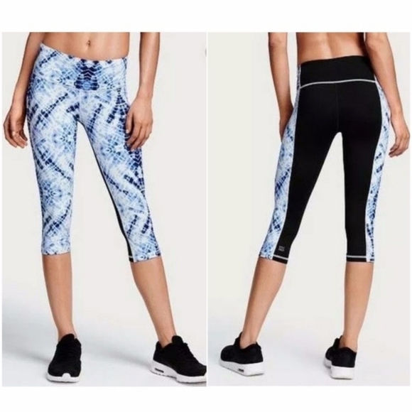 Victoria's Secret Pants - Victoria's Secret VSX Sport White Blue Capri Leggings